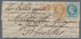 Frankreich - Ballonpost: Ballon "George-Sand": 1870, Lauré 20 C. Blue 10 C. Brown Tied By GC "5" To - 1960-.... Lettres & Documents