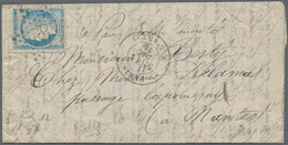 Frankreich - Ballonpost: 1870, Ballon Montés: 20 C Blue Ceres, Tied By Star Cancel "8", Along With C - 1960-.... Covers & Documents