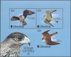 Gibraltar: 2000, Birds Of Prey, Souvenir Sheet, 42 P Stamp "Merlin (Falco Columbarius)" With Missing - Gibraltar