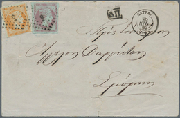 Griechenland: 1861, Paris Printing 10 L. Orange And 40 L. Violet On Blueish On Folded Envelope Clear - Other & Unclassified