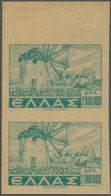 Griechenland: 1944, 2 Mio Dr Blue-green "landscapes", Imperforated Vertical Pair From Upper Sheet Ma - Sonstige & Ohne Zuordnung