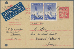 Griechenland - Ganzsachen: 1950, 350 Dr. Stationery Cards, Each With Additional Franking And Sent By - Postwaardestukken