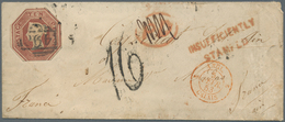 Großbritannien: 1853. Envelope (toned) Addressed To France Bearing 'Embossed' SG 57, 10d Brown (cut - Autres & Non Classés