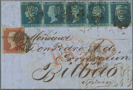 Großbritannien: 1853 Destination SPAIN: Entire Letter From London To Bilbao Franked By 1841 1d. Red- - Other & Unclassified