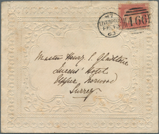 Großbritannien: 1863, 1d. Rose-red On Valentine's Cover, Oblit. By 466 Liverpool Duplex FE 13 63 To - Other & Unclassified