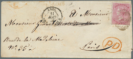 Großbritannien: 1855 (August), Selfmade Wrapper Bearing Single QV 4d Carmine Wmkd. Small Garter On B - Other & Unclassified