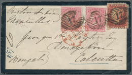 Großbritannien: 1857, 4d. Rose-carmine (2) And 1d. Red, 9d. Rate On Mourning Cover From "LONDON AU 1 - Sonstige & Ohne Zuordnung