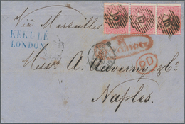 Großbritannien: 1860 Destination NAPLES: Folded Cover From London To Naples Via Calais, Paris And Ma - Other & Unclassified