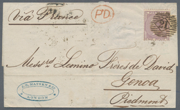 Großbritannien: 1859, 6 Pence Purple,tied By Numeral 21, Red PD Alongside, Prepaying The Single Lett - Andere & Zonder Classificatie