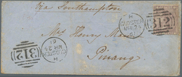 Großbritannien: 1861 Destination PENANG: Small Cover From Gloster To Penang Via London And Southampt - Sonstige & Ohne Zuordnung