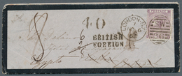 Großbritannien: 1863. Mourning Envelope Addressed To Portugal Bearing SG 84, 6d Lilac Tied By London - Autres & Non Classés
