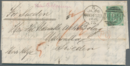 Großbritannien: 1865. Envelope Addressed To Uddevalla, Sweden Bearing SG 90, 1s Green Tied By Manche - Andere & Zonder Classificatie