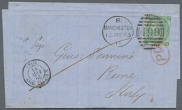 Großbritannien: 1865. 1 Sh Green, Tied By Manchester Duplex Cancel, Prepaying The Single Letter Rate - Other & Unclassified