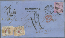 Großbritannien: 1870 Destination Italy: Folded Letter From London To Turin Insufficiently Franked By - Autres & Non Classés