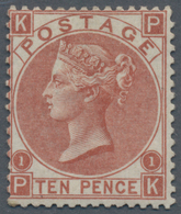 Großbritannien: 1867, QV 10d. Red-brown Wmkd. Spray Of Rose From Plate 1 (lettered 'KP'), Unused Wit - Autres & Non Classés