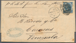 Großbritannien: 1874, 2s. Blue, Single Franking On Lettersheet From "MANCHESTER 16 FE 74" To Caracas - Sonstige & Ohne Zuordnung