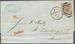 Großbritannien: 1872 Destination RUSSIA: Folded Letter From London To St. Petersburg Franked By 1872 - Autres & Non Classés