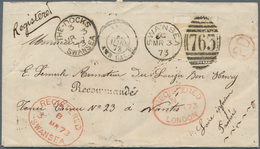 Großbritannien: 1873, Roughly Opened Registered Envelope (back Small Part Missing) Addressed To Fran - Other & Unclassified
