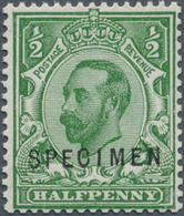 Großbritannien: 1912, ½d. Green, Wm Simple Cipher, Die 1B, With "Specimen" Overprint, Unmounted Mint - Autres & Non Classés