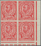 Großbritannien: 1912, 1d. Scarlet, Wm Multiple Cypher, Imperforate Block Of Four From The Lower Righ - Autres & Non Classés