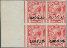 Großbritannien: 1912, 1d. Scarlet, Wm Simple Cypher, Imperforate Left Marginal Block Of Four With "C - Autres & Non Classés