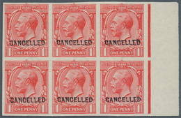 Großbritannien: 1912, 1d. Scarlet, Imperforate Marginal Block Of Six With "CANCELLED" Ovp., Unmounte - Autres & Non Classés