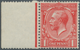 Großbritannien: 1913/1918, 1d. Scarlet-vermilion, Left Marginal Copy Showing Variety "printed On Bac - Autres & Non Classés