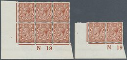 Großbritannien: 1912, 1½d. Red-brown, Marginal Horiz. Pair From The Lower Left Corner Of The Sheet W - Other & Unclassified