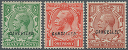 Großbritannien: 1924, KGV Block Cypher, "Cancelled" Overprints Type 28, ½d. Inverted Watermark, 1d., - Autres & Non Classés