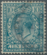 Großbritannien: 1924, 10d. Turquoise-blue, Wm Block Cypher, With Variety "Frame Break At Bottom Left - Autres & Non Classés