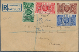 Großbritannien: 1935 Silver Jubilee Complete Set Used On Registered FDC From Parkstone To Teheran, P - Other & Unclassified