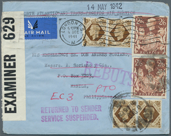 Großbritannien: 1941. Air Mail Envelope Addressed To Manila, Philippines Bearing Great Britain SG 47 - Autres & Non Classés
