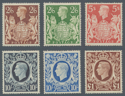 Großbritannien: 1939/1948, KGVI Definitives Complete Set Of Six, Mint Hinged (10s. Dark Blue Addit. - Autres & Non Classés