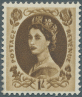 Großbritannien: 1955, 1 Sh. Bistre-brown Showing Clear Double/blurred Impression Of Design, Unmounte - Autres & Non Classés