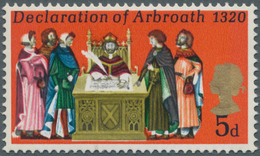 Großbritannien: 1970, 5 D. Declaration Of Arbroath With Shifted Printing Of Golden Colour (Queen's H - Sonstige & Ohne Zuordnung