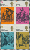 Großbritannien: 1970, Death Centenary Of Charles Dickens, Se-tenant Block Of Four Comprising All 5d. - Other & Unclassified