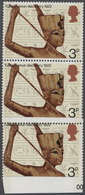 Großbritannien: 1972, 3 P. Tutankhamun, Vertical Strip Of 3 With Lower Margin, Showing Variety "bott - Autres & Non Classés