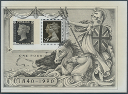 Großbritannien: 1990, 150th Anniversary Of Stamps, "Black Penny/Seahorse" Miniature Sheet Showing Va - Autres & Non Classés