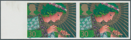 Großbritannien: 1998, 30 P. Christmas (Angel Playing Flute), Imperforated Horizontal Pair With Left - Autres & Non Classés