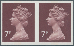 Großbritannien - Machin: 1977, 7 P. Purple-brown, 1 Centre Band, Imperforated Pair, Unmounted Mint. - Série 'Machin'