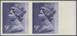 Großbritannien - Machin: 1976, 9 P. Deep Violet, Imperforated Horizontal Pair With Left Margin, Part - Série 'Machin'