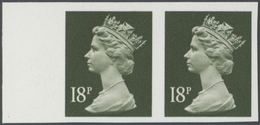 Großbritannien - Machin: 1984, 18 P. Deep Olive-grey, Imperforated Horizontal Pair, Unmounted Mint. - Série 'Machin'