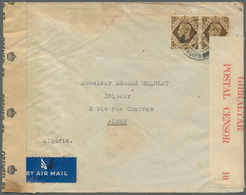 Britische Post In Marokko: 1944. Censored Air Mail Envelope (faults/stains) To Algeria Bearing Great - Autres & Non Classés