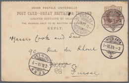 Großbritannien - Ganzsachen: 1889, 1 D Stationery Card Used Against Regulations In Switzerland From - 1840 Enveloppes Mulready