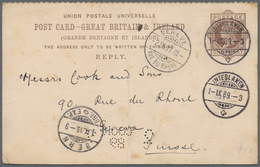 Großbritannien - Ganzsachen: 1889, 1 D Stationery Card Used Against Regulations In Switzerland From - 1840 Mulready-Umschläge