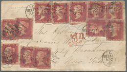 Irland: 1860, One Penny Red-brown - 12 Items With "62" And Circle-stamp On Letter From BELFAST To Ne - Lettres & Documents