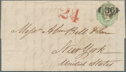 Irland: 1848, Entire Letter From Dublin To New York Bearing Embossed 1847 1s. Pale Green Tied By "18 - Brieven En Documenten