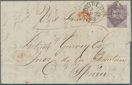 Irland: 1869 Destination SPAIN: Entire Letter From Dublin To Jerez De La Frontera, Spain 'via France - Covers & Documents