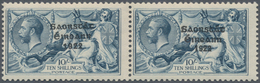 Irland: 1927/1928, Saorstat Overprints, 10s.dull Grey-blue, Horizontal Pair With Wide And Narrow Dat - Brieven En Documenten