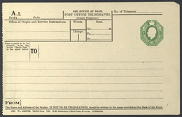 Irland - Ganzsachen: 1922, Postal Stationery Telegramm 1 Sh. Green (A 1), Unused, Central Vertical F - Entiers Postaux